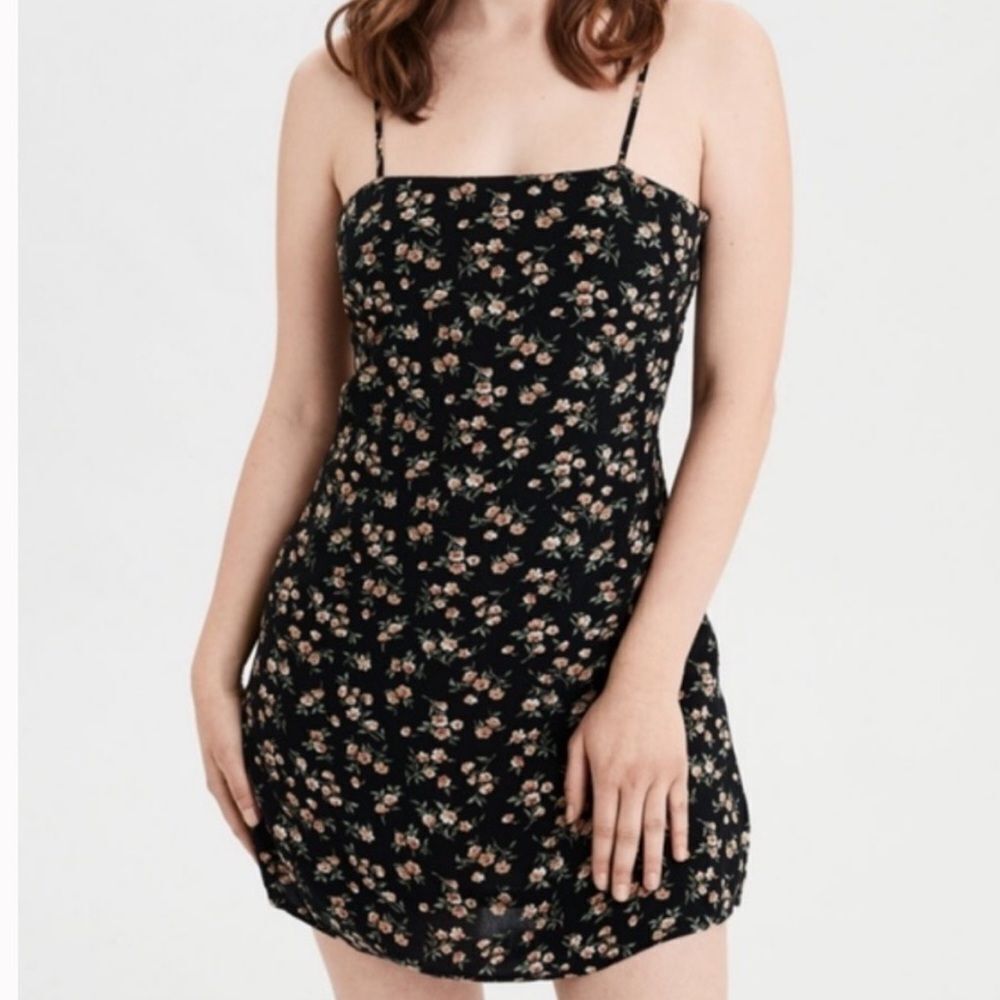 American eagle floral tie back mini slip dress